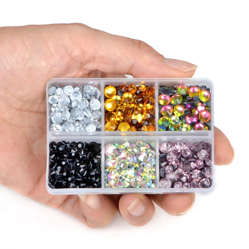 LPBeads 6400 Pieces 12 Colors Hotfix Rhinestones Flat Back 5 Mixed Sizes Crystal Round Glass Gems with Tweezers and Picking Rhinestones Pen - Image 4